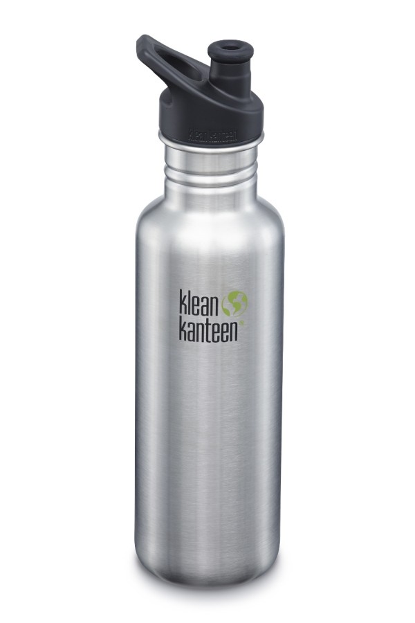 GOURDE INOX CLASSIC - 800 ml  - Bouchon Sport 3.0 : Couleur Brushed stainless - Aspect inox - Marque Klean Kanteen