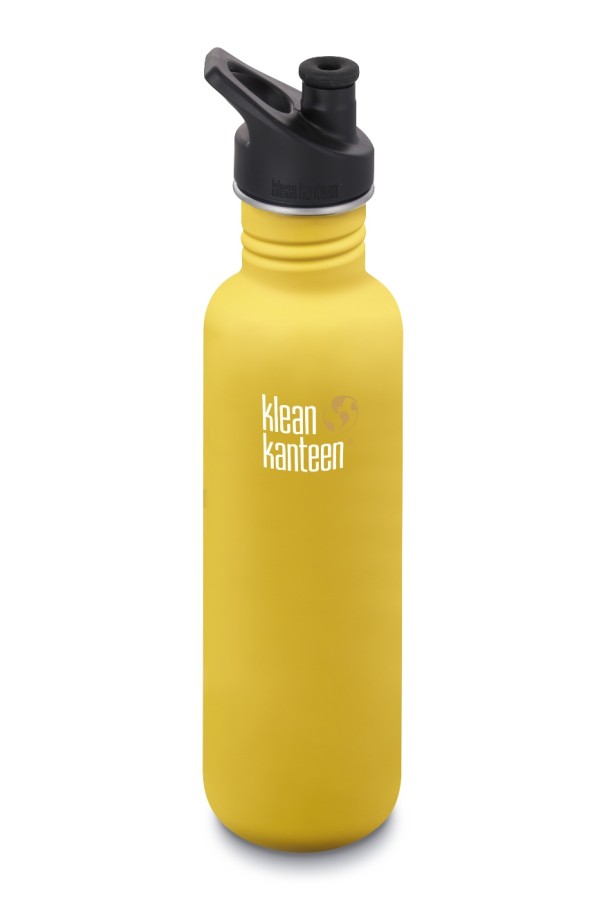 GOURDE INOX CLASSIC - 800 ml  - Bouchon Sport 3.0 : Couleur Lemon curry mat - Jaune curry mat - Marque Klean Kanteen