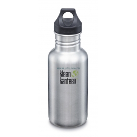 GOURDE INOX CLASSIC - 532 ml (18 oz) - Bouchon Loop : Couleur Brushed stainless - Aspect inox - Marque Klean Kanteen