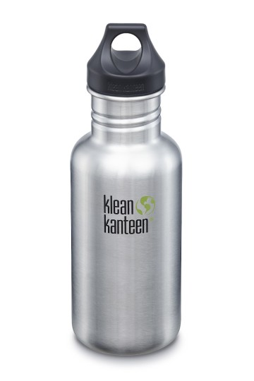GOURDE INOX CLASSIC - 532 ml (18 oz) - Bouchon Loop : Couleur Brushed stainless - Aspect inox - Marque Klean Kanteen