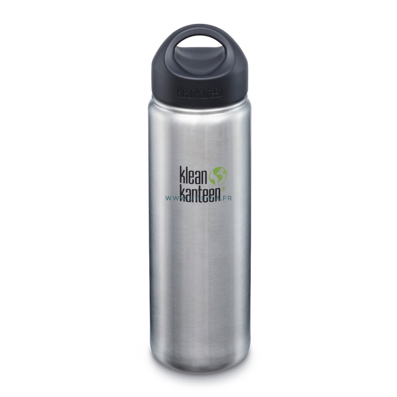 GOURDE INOX WIDE - 800 ml  (27 oz) - Goulot extra large de 54 mm - Bouchon Wide : Couleur Brushed stainless - Klean Kanteen