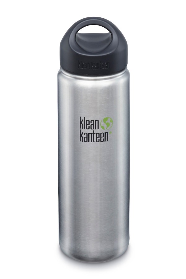GOURDE INOX WIDE - 800 ml  (27 oz) - Goulot extra large de 54 mm - Bouchon Wide : Couleur Brushed stainless - Klean Kanteen