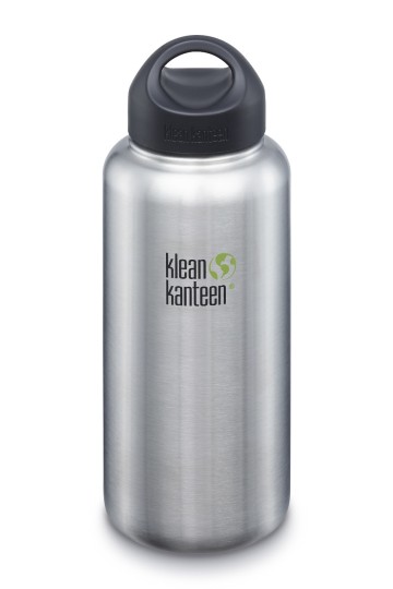 GOURDE INOX WIDE - 1182 ml (40 oz) - Goulot extra large de 54 mm - Bouchon Wide : Couleur Brushed stainless - Klean Kanteen