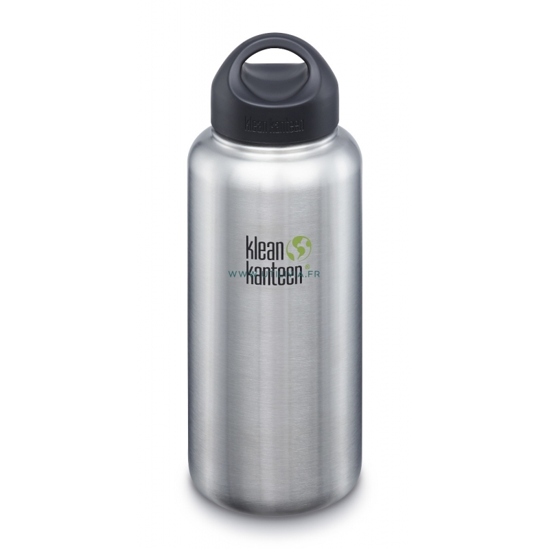 GOURDE INOX WIDE - 1182 ml  (40 oz) - Goulot extra large de 54 mm - Bouchon Wide : Couleur Brushed stainless - Klean Kanteen