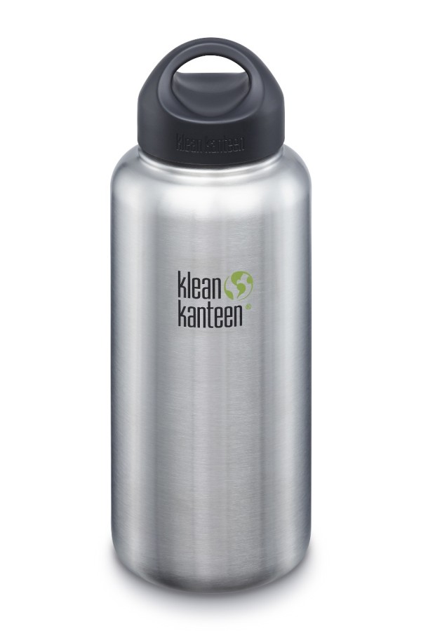 GOURDE INOX WIDE - 1182 ml  (40 oz) - Goulot extra large de 54 mm - Bouchon Wide : Couleur Brushed stainless - Klean Kanteen