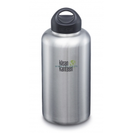 GOURDE INOX WIDE - 1900 ml  (64 oz) - Goulot extra large de 54 mm - Bouchon Wide : Couleur Brushed stainless - Klean Kanteen