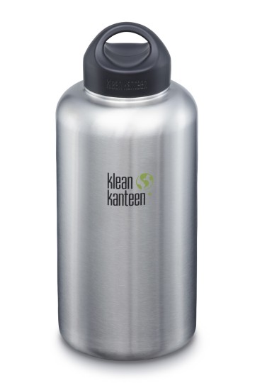 GOURDE INOX WIDE - 1900 ml (64 oz) - Goulot extra large de 54 mm - Bouchon Wide : Couleur Brushed stainless - Klean Kanteen