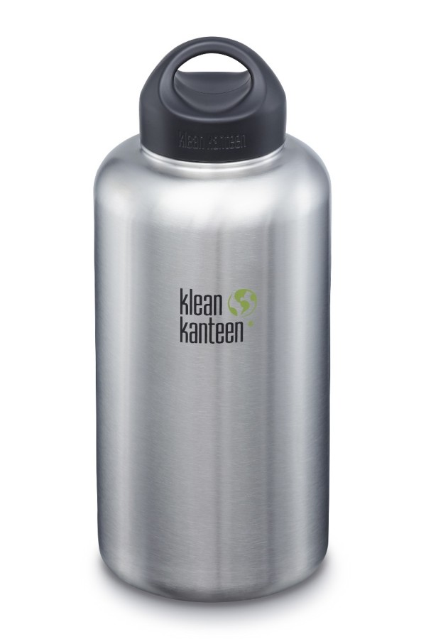 GOURDE INOX WIDE - 1900 ml  (64 oz) - Goulot extra large de 54 mm - Bouchon Wide : Couleur Brushed stainless - Klean Kanteen