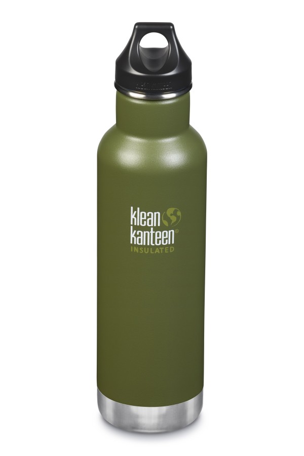 GOURDE INOX ISOLATED CLASSIC - Isotherm - 592 ml - Bouchon Loop : Couleur Fresh pine mat - Kaki clair mat - Marque Klean Kanteen