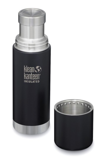 GOURDE INOX KLEAN KANTEEN TKPRO - Isotherme - 500 ml - 16 oz - Vue avec gobelet : Couleur Shale black mat - Noir mat