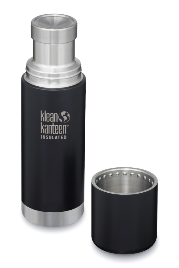 GOURDE INOX KLEAN KANTEEN TKPRO - Isotherme - 500 ml - 16 oz - Vue avec gobelet :  Couleur Shale black mat - Noir mat
