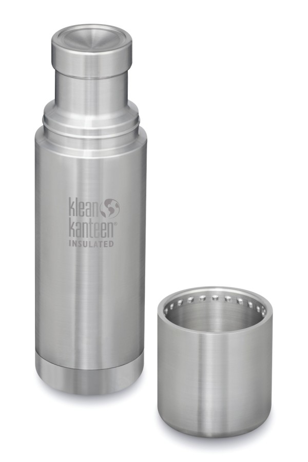 GOURDE INOX KLEAN KANTEEN TKPRO - Isotherme - 500 ml - 16 oz - Vue avec gobelet : Couleur Brushed stainless - Inox