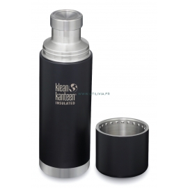 GOURDE INOX KLEAN KANTEEN TKPRO - Isotherme - 750 ml - 25 oz - Vue avec gobelet :  Couleur Shale black mat - Noir mat