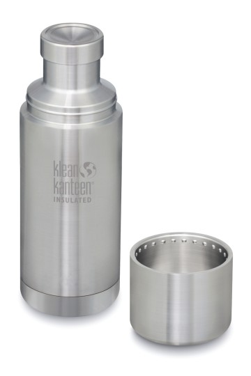 GOURDE INOX KLEAN KANTEEN TKPRO - Isotherme - 750 ml - 25 oz - Vue avec gobelet : Couleur Brushed stainless - Inox