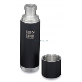 GOURDE INOX KLEAN KANTEEN TKPRO - Isotherme - 1000 ml - 32 oz - Vue avec gobelet :  Couleur Shale black mat - Noir mat