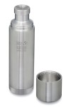 GOURDE INOX KLEAN KANTEEN TKPRO - Isotherme - 1000 ml - 32 oz - Vue avec gobelet : Couleur Brushed stainless - Inox