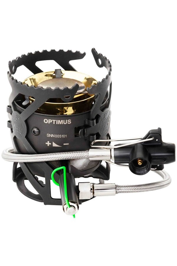 OPTIMUS POLARIS - Réchaud multicombustibles - 4 saisons - Expéditions - Vue repliée - Marque Optimus