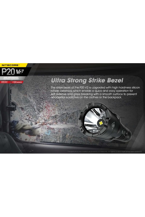 NITECORE P20 V2 - Version 2 : Lampe torche tactique - 1100 lumens - Brise vitre - Marque Nitecore