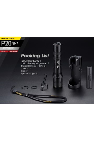 NITECORE P20 V2 - Version 2 : Lampe torche tactique - 1100 lumens - Ensemble des accessoires - Marque Nitecore