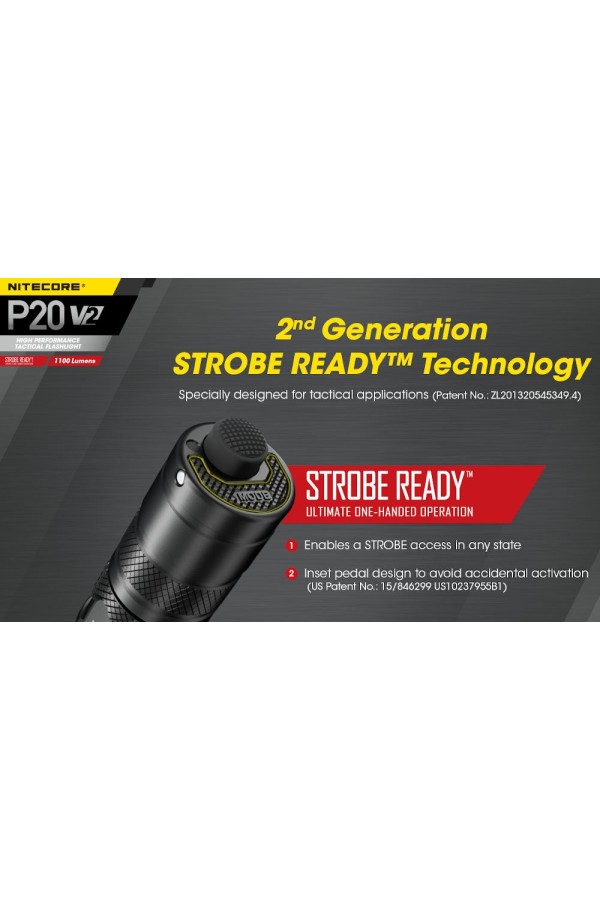 NITECORE P20 V2 - Version 2 : Lampe torche tactique - 1100 lumens - Stroboscope - Marque Nitecore