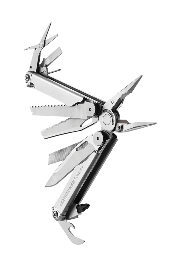 LEATHERMAN WAVE +  - Couleur inox - Pince multifonctions - 18 outils - Vue ouverte - Marque Leatherman