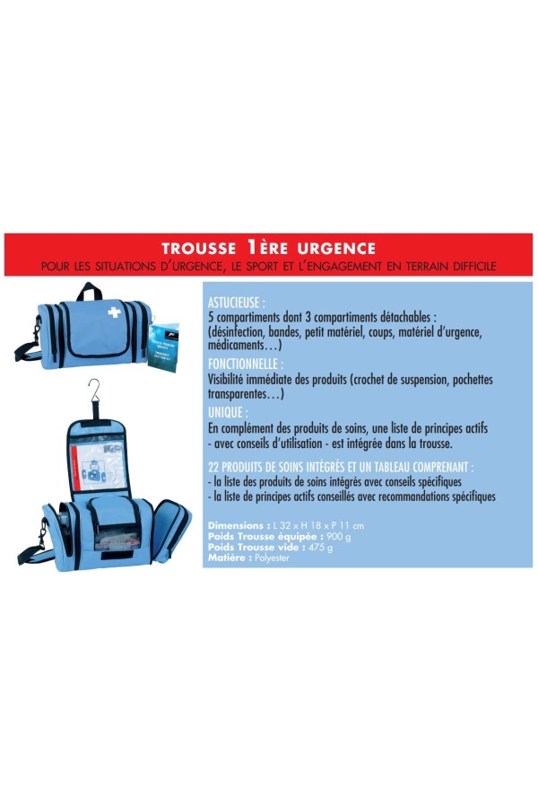 Trousse première urgence : 22 produits - Présentation - Marque Pharmavoyage