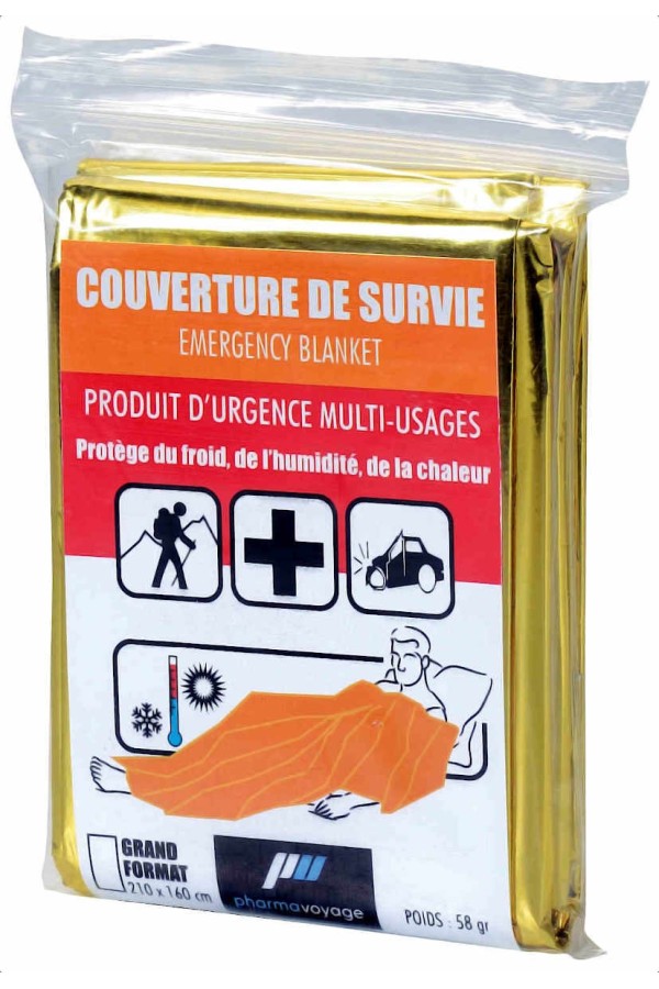 Couverture de survie : 1,6 par  2,1 m - Marque Pharmavoyage