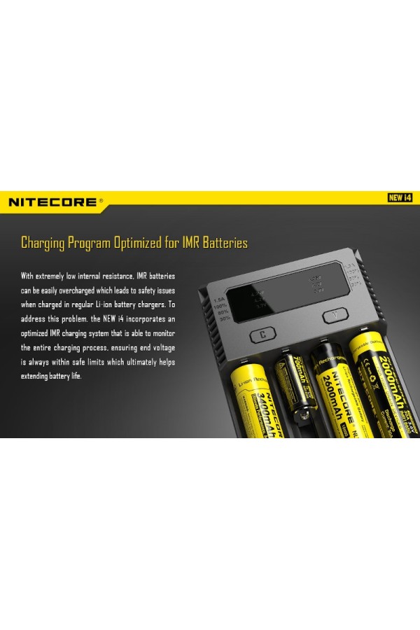 NITECORE NEW i34 : Chargeur de pile universel intelligent - Adaptation aux piles IMR - Marque Nitecore