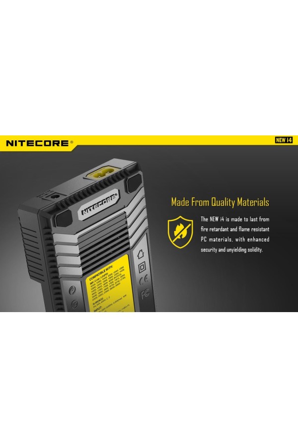 NITECORE NEW i34 : Chargeur de pile universel intelligent - Matériau anti-feu et résistant au flammes - Marque Nitecore