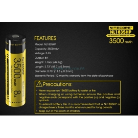 NITECORE NL1835HP : Caractéristiques - Marque Nitecore