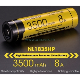 NITECORE NL1835HP : Pile rechargeable Li-ion 18650 - 3500 mAh - Haute performance - Marque Nitecore