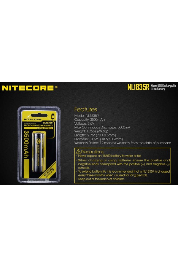 NITECORE NL1835R : Caractéristiques