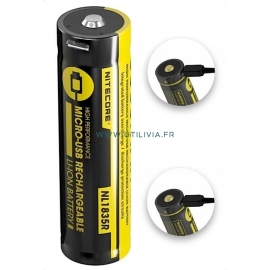 NITECORE NL1835R : Pile rechargeable Li-ion 18650 - Fiche micro-USB intégrée - 3500 mAh - Marque Nitecore