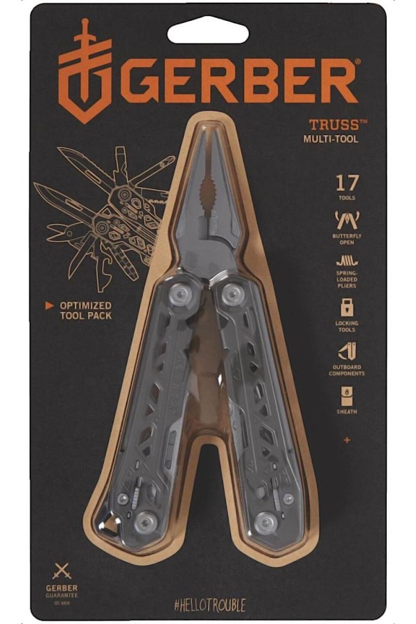 GERBER TRUSS : Pince multifonctions - 17 outils - Vue dans l'étui - Marque Gerber