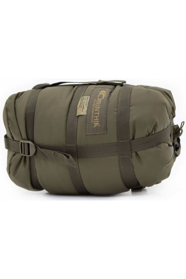 TROPEN - Taille M : Sac de couchage 2 saisons ultra résistant - Vue du sac de compression -  Marque CARINTHIA