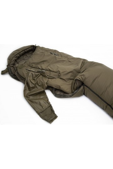 WILDERNESS - Zip à droite : Sac de couchage 4 saisons ultra résistant - Vue globale avec manche - Marque CARINTHIA