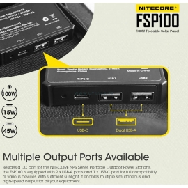 FSP100 NITECORE : 2 ports USB-A et 1 port USB-C