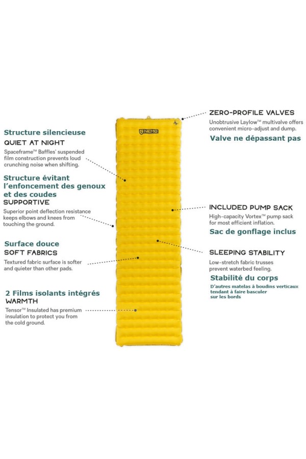 TENSOR INSULATED REGULAR : Matelas de randonnée - Spécificités - Marque NEMO
