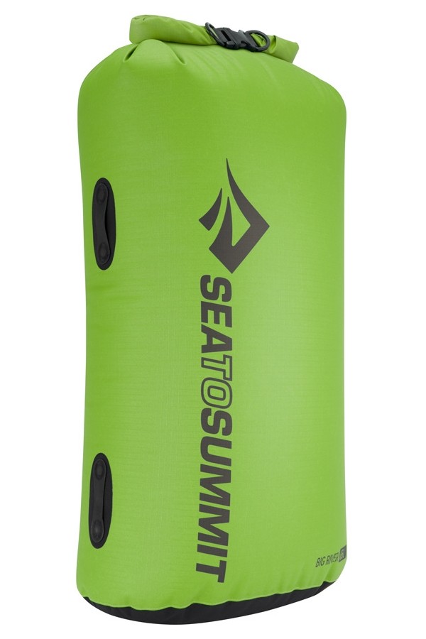 SAC ETANCHE BIG RIVER : Couleur vert pomme - 65 litres - Vue de côté - Sea to Summit