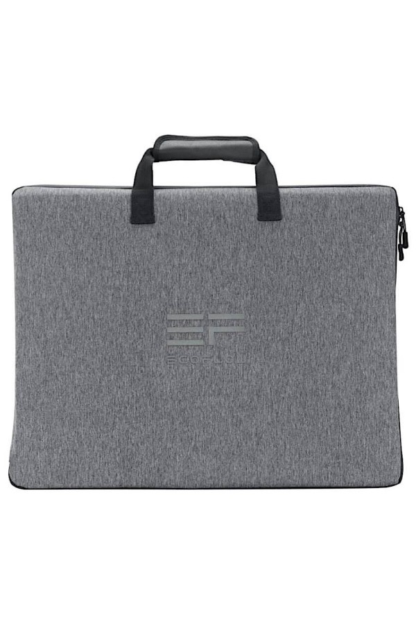 PANNEAU SOLAIRE - 110 Watts - Vue du sac rigide de protection et d'inclinaison - Marque EcoFlow.