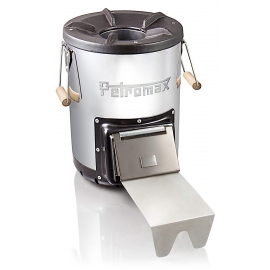 PETROMAX RF33 - Réchaud à bois portable - Vue avec plaque d'alimentation du bois - Marque Petromax