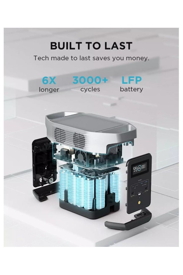 DELTA 2 ECOFLOW - Station de charge portable - 1024 Wh - Conçu pour un très grand nombre de cycles de charge