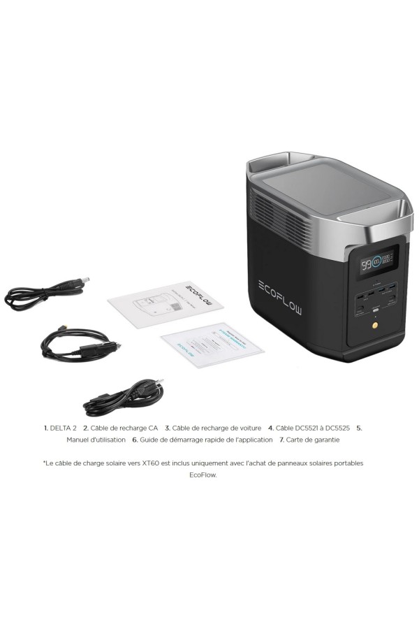DELTA 2 ECOFLOW - Station de charge portable - 1024 Wh - Contenu de la boîte