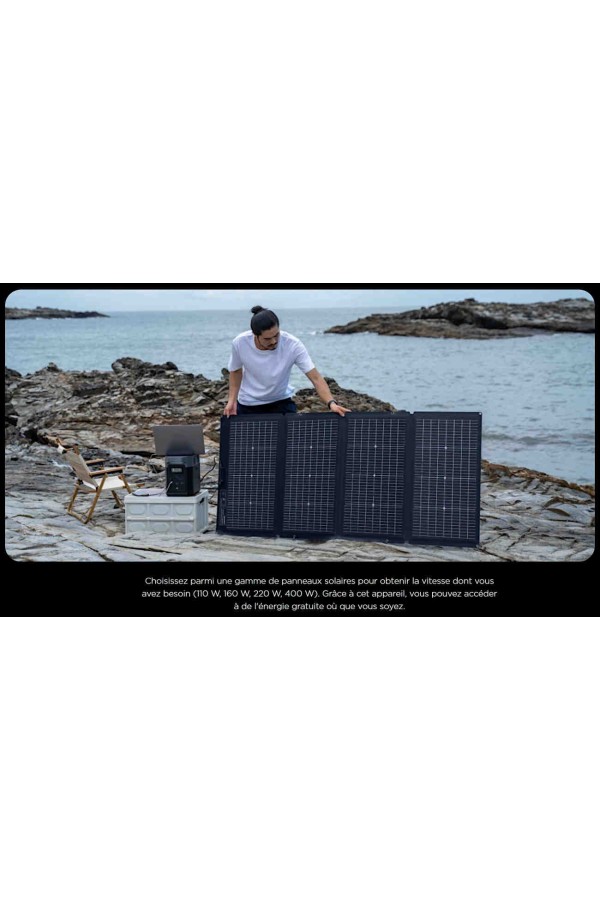 DELTA 2 ECOFLOW - Station de charge portable - 1024 Wh - Association avec un panneau solaire