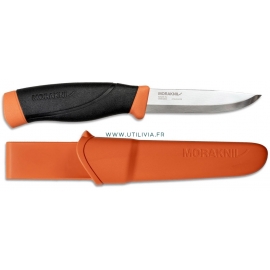 MORA COMPANION HEAVY DUTY BURNT ORANGE : Lame en acier inoxydable -orange foncé - Avec son étui -  Marque MORAKNIV