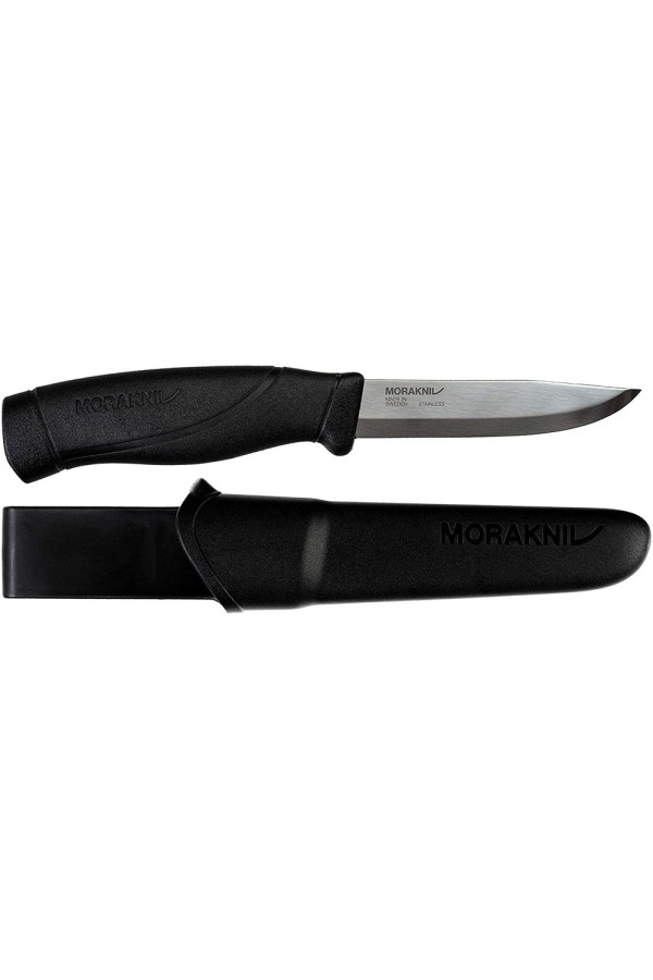 MORA COMPANION HEAVY DUTY BLACK : Lame en acier inoxydable - Noir - Avec son étui -  Marque MORAKNIV