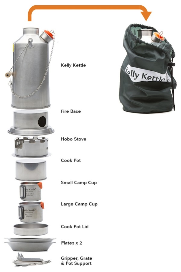 KIT ULTIMATE BASE CAMP - Ensemble des accessoires logés dans la bouilloire - Marque Kelly Kettle