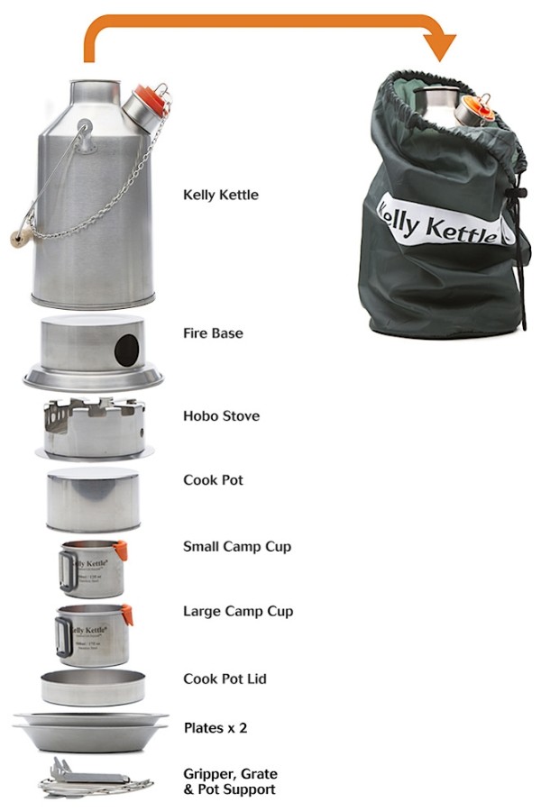 ULTIMATE SCOUT KIT - Ensemble des accessoires logés dans la bouilloire - Marque Kelly Kettle