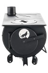 FRONTIER STOVE : Poêle à bois portable avec table de cuisson - Vue légèrement de dessus - Marque Anevay Stove