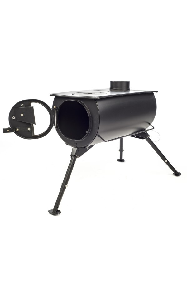 FRONTIER PLUS : Poêle à bois portable avec table de cuisson - Porte ouverte - Marque Anevay Stove